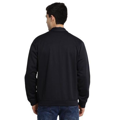 Turtle Men Knitted Solid Regular Fit Full Sleeve Blue Windcheater Jacket