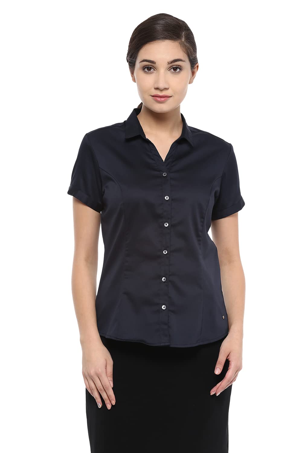 Allen Solly Women Solid Cotton Half Sleeve Short Sleeve T-Shirt