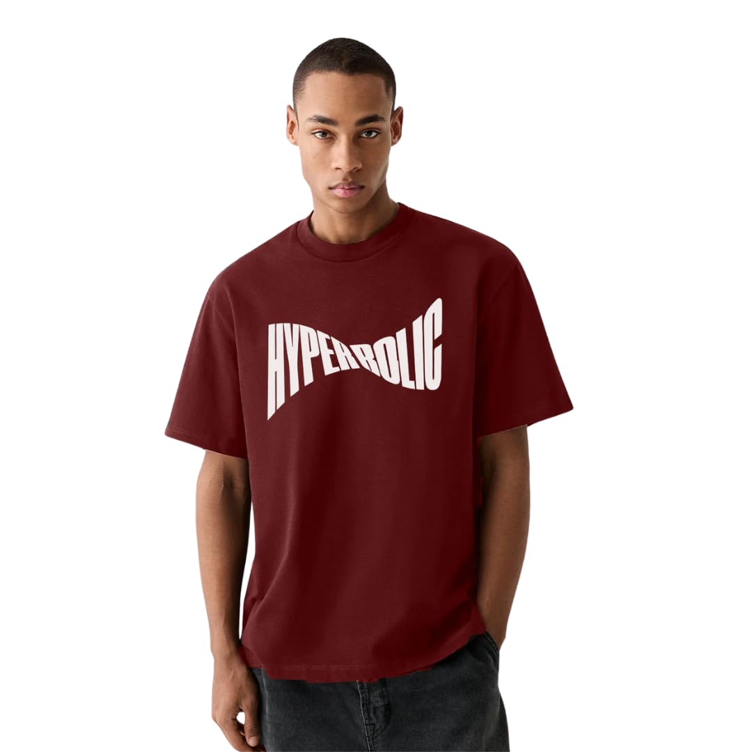 Nobero MenS Solid Oversized Fit T-Shirt (1M-Twrt-C0721_Wine Red