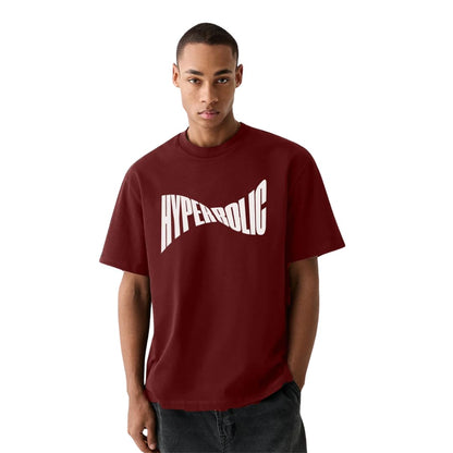 Nobero MenS Solid Oversized Fit T-Shirt (1M-Twrt-C0721_Wine Red