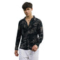 Campus Sutra Mens Midnight Black Bloom-Imprint Shirt for Casual Wear | Spread Collar | Long Cuffed Sleeves | Button Closure | S