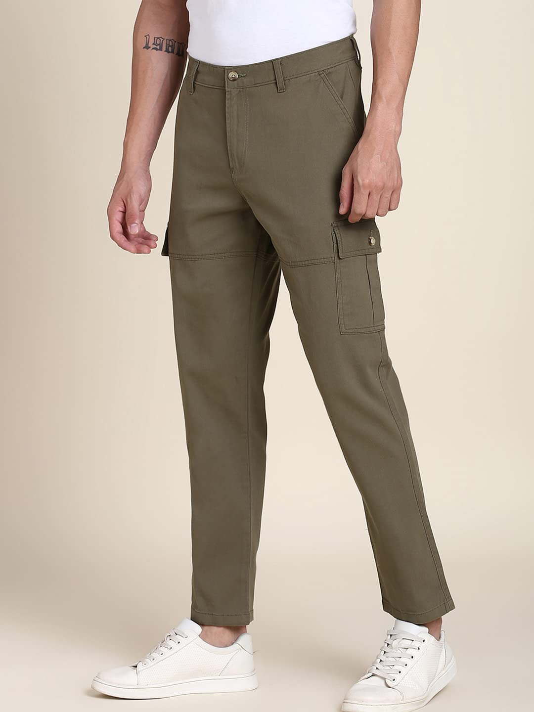 Dennis Lingo Slim Fit Casual Trousers for Men Light Olive