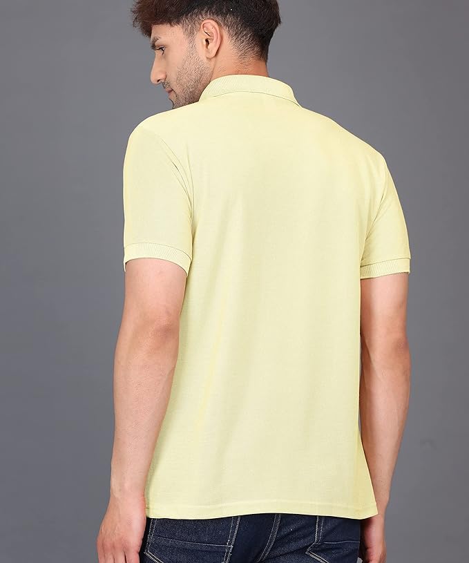 Baghadbillo MenS Regular Fit Solid Polo Half Sleeve T-Shirt Lemon