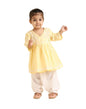 Fabindia Girls Yellow And White Woven Design Kurta And Salwar Set