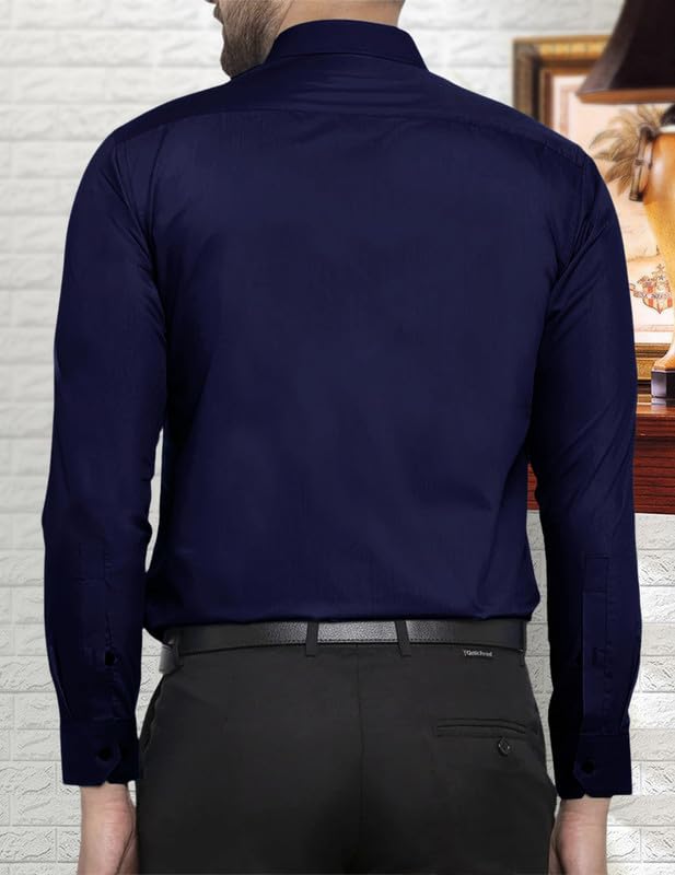 Pinkmint Casual Shirt for Men Stylish Mens Shirt Soild Regular Fit Long Sleeve Formal Wear Navy Blue