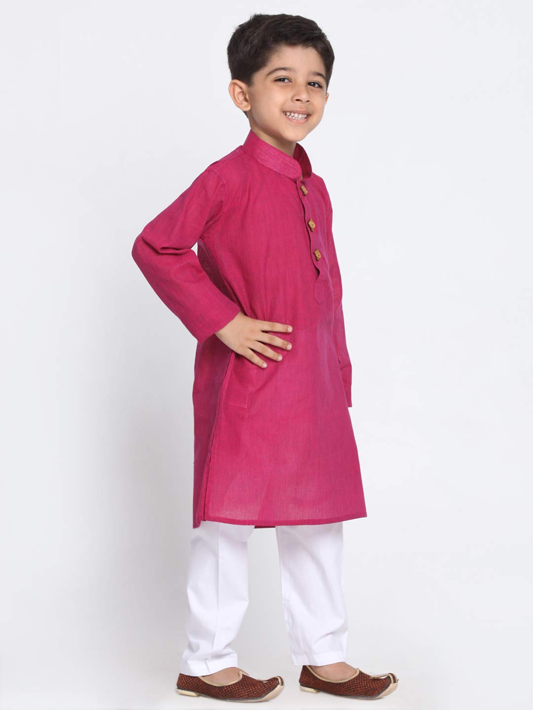 Jbn Creation Boys Pure Cotton Purple And White Kurta Pyjama Set - Ethnic Elegance For Festivals | Comfortable Traditional Pure S