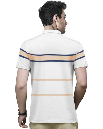Eyebogler MenS Trendy Polo Neck Half Sleeves Striped Regular Fit T-Shirt