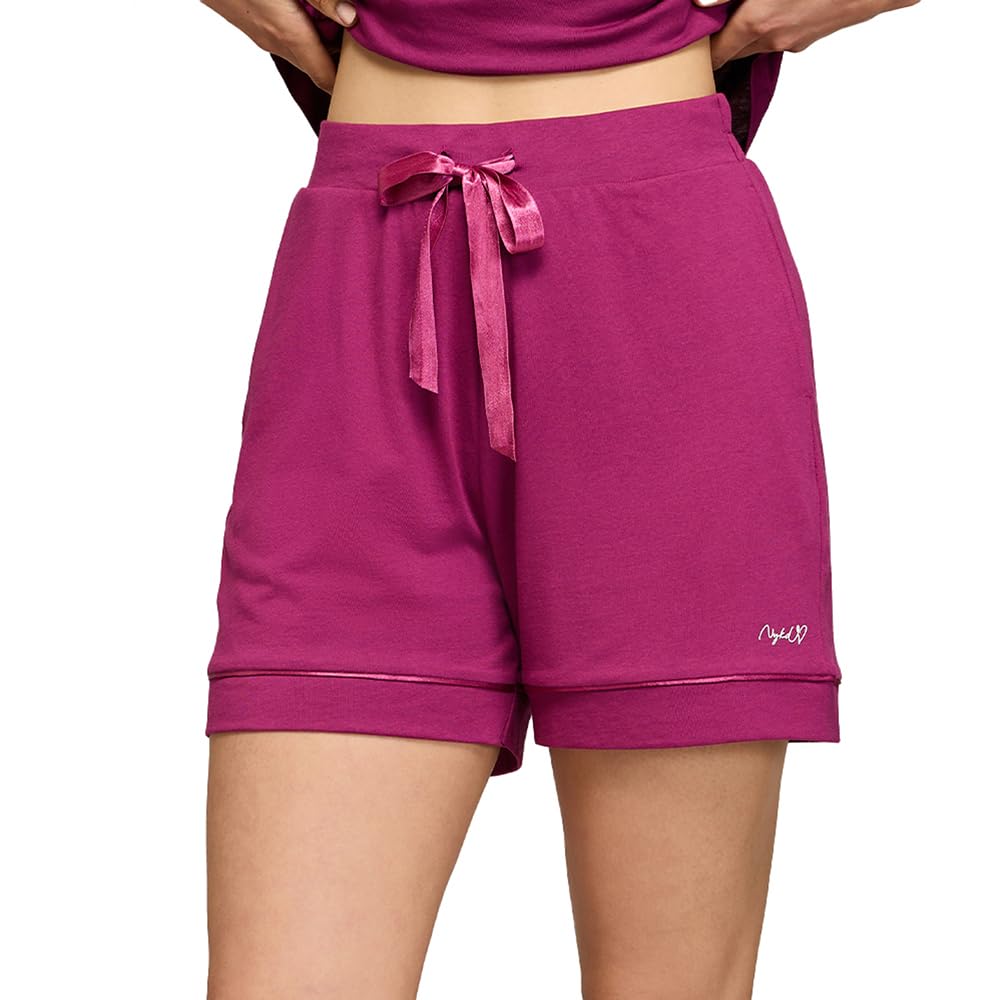Nykd (Nys912 Soft Cotton Modal Shorts For Women | Relaxed Fit With Non Slip Elasticated Waistband, Adjustable Drawcord & 2 Side