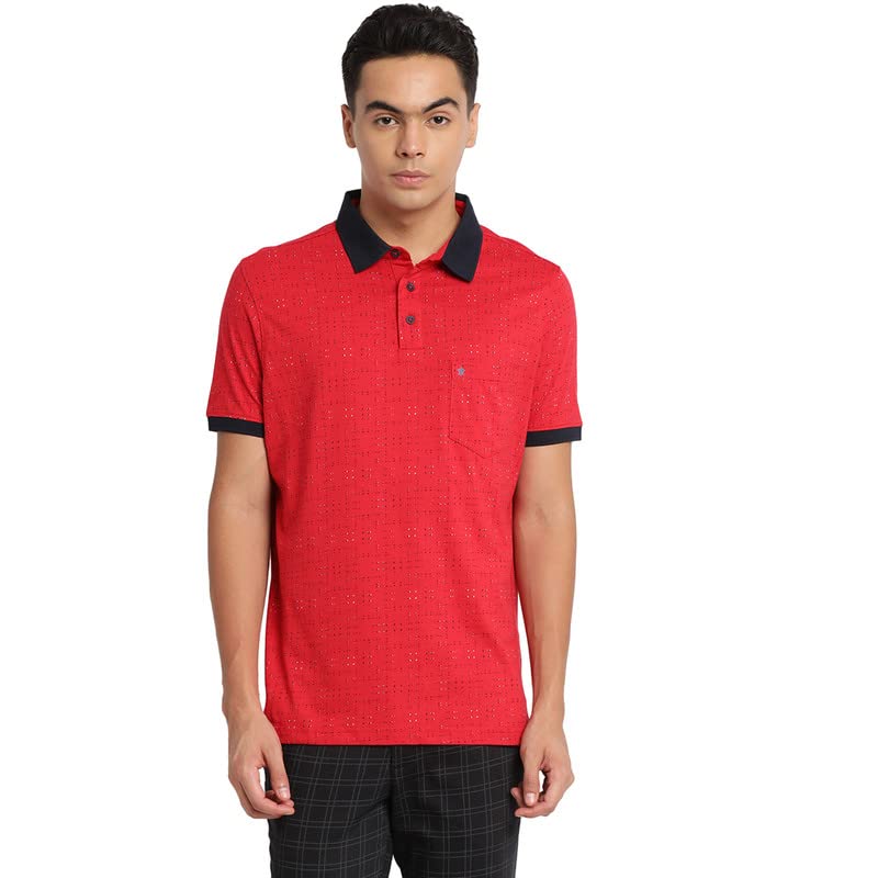 Turtle Men Cotton Red Printed Polo Neck T-Shirts