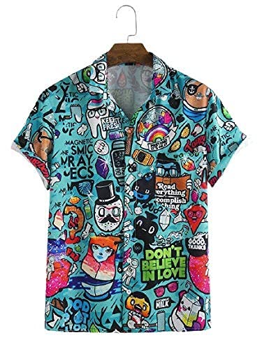 LookMark Mens Cotton Blend Casual Beach Wear Shirts | Stylish Printed Shirts for Men | Comfortable Summer Wear | Party, Vacatio