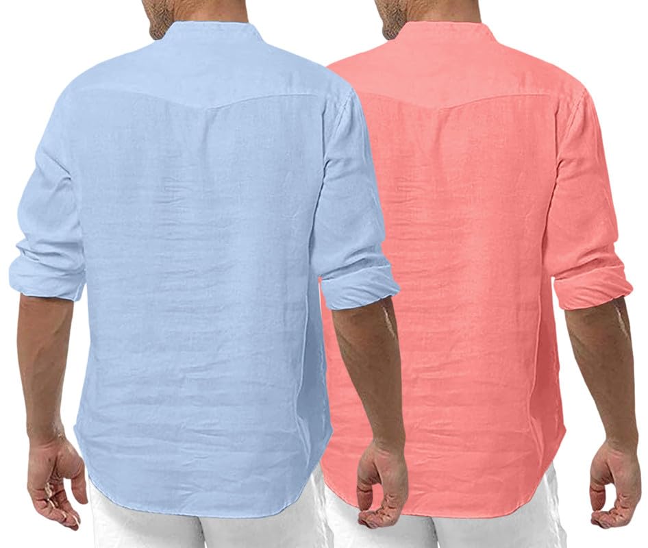 Royalscout MenS Cotton Polyester Blend Solid Regular Fit Full Sleeve Short Kurta | Ethnic, Lightweight Summer Kurta For Daily &