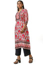 Soch Womens Cream Linen Blend Abstract Print Kurta With Sequins Work
