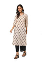 Soch Womens Beige Cotton Botanical Print Kurta With Gotta Patti