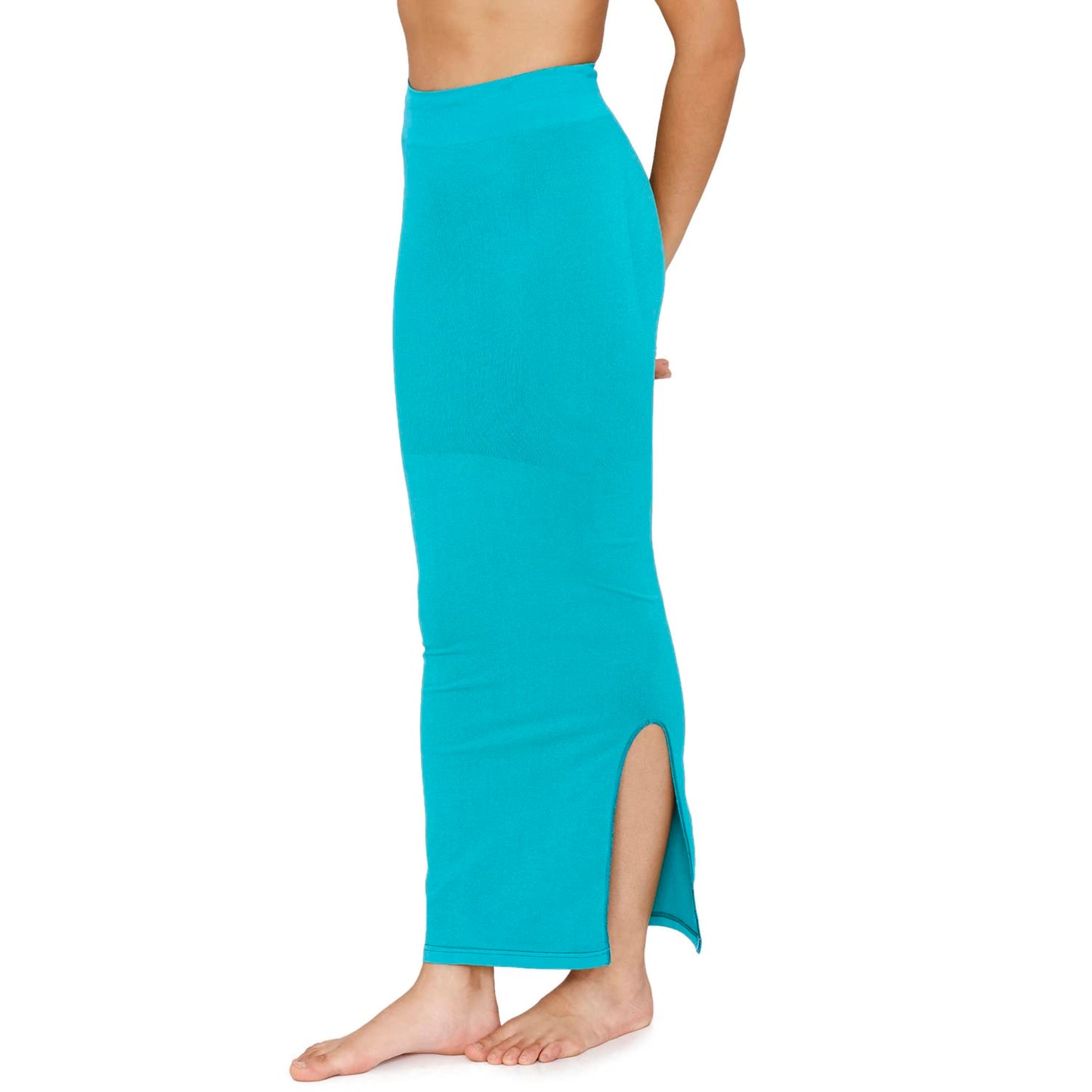 Zivame All Day Seamless Mermaid Saree Shapewear with Removable Drawcord for Women - Turq Blue1