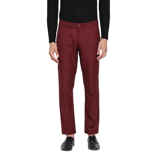 Fabindia MenS Regular Pants (210695502_Burgundy