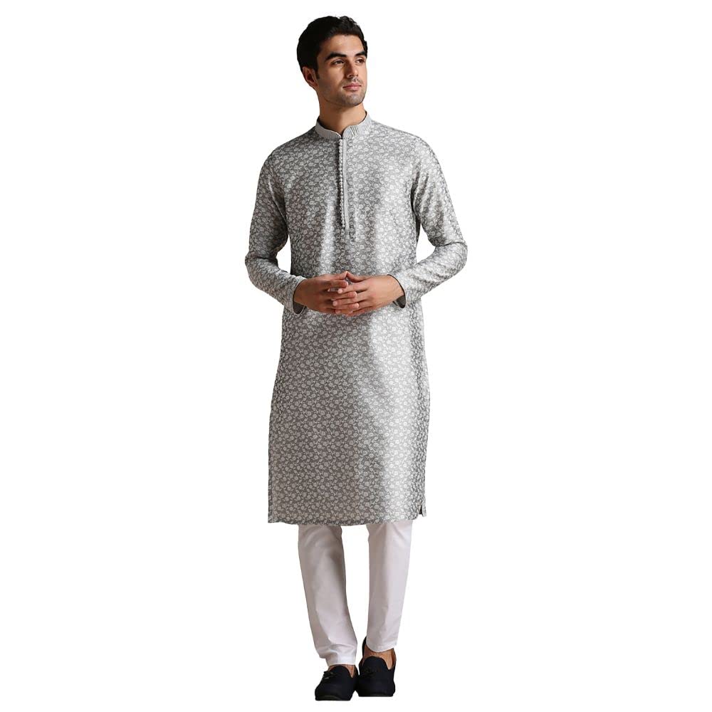 Manyavar Kurta Set For Men, Full Sleeves Mandarin Collar Ethnic MenS Kurta Set For Engagement, Wedding, Party Blended Viscose P