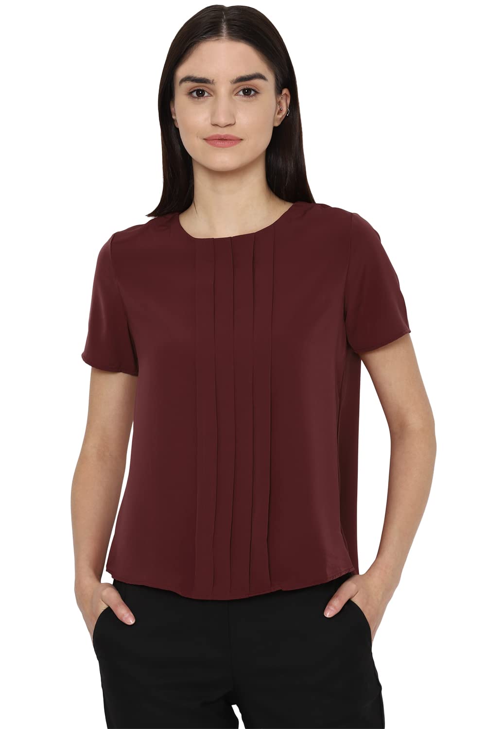 Allen Solly Women Solid Polyester Round Neck Top