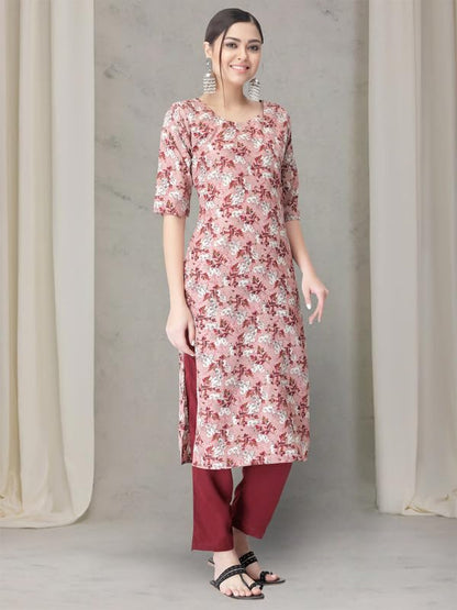 Pinkmint WomenS Crepe Kurta Pant Set Kurta Set Comfortable Set For Women