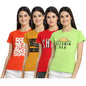 Preneum Womens Cotton Regular Fit Latest Graphic Stylish Printed Short Sleeves Casual T-Shirt || Trendy Designs & Stylish (Pack