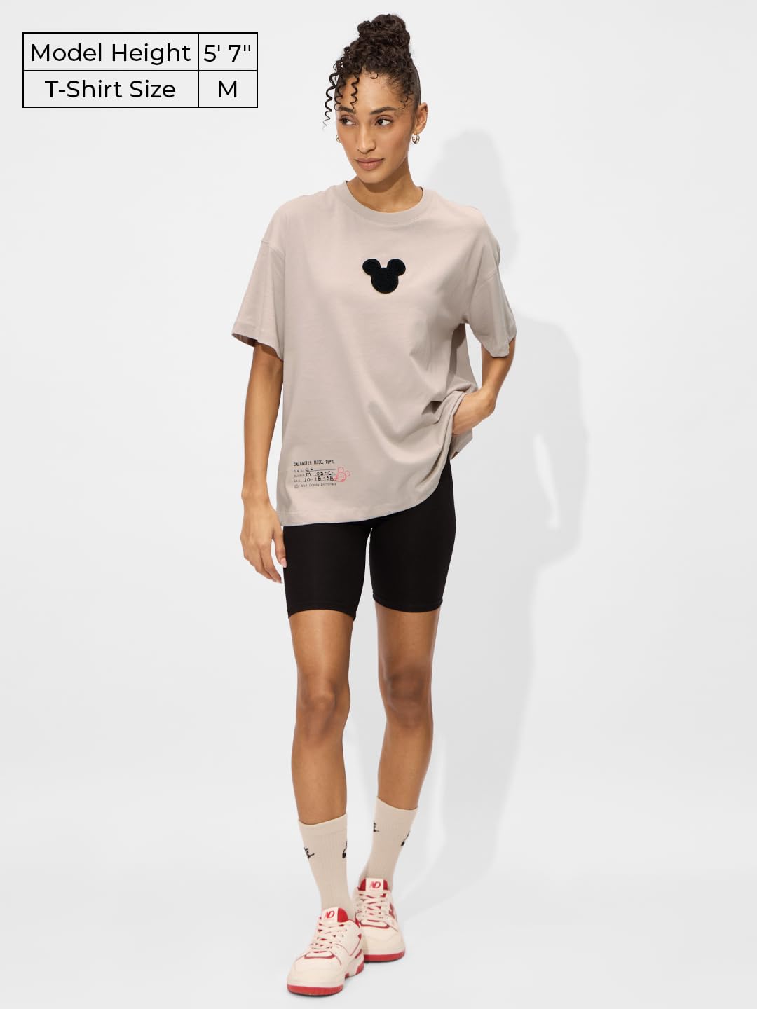 The Souled Store Official Mickey Mouse: Fly Away Women and Girls Short Sleeves Round Neck Graphic Printed Cotton Oversized T-Shi