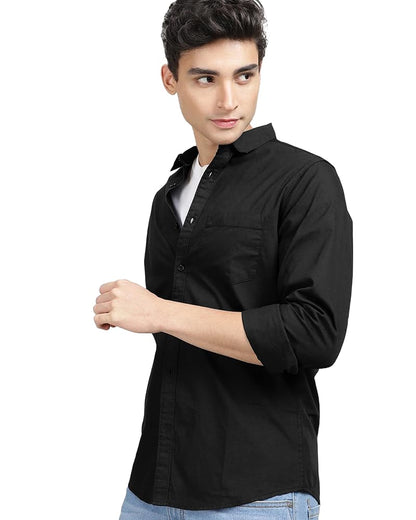 Eyebogler MenS Casual Solid Shirt Black