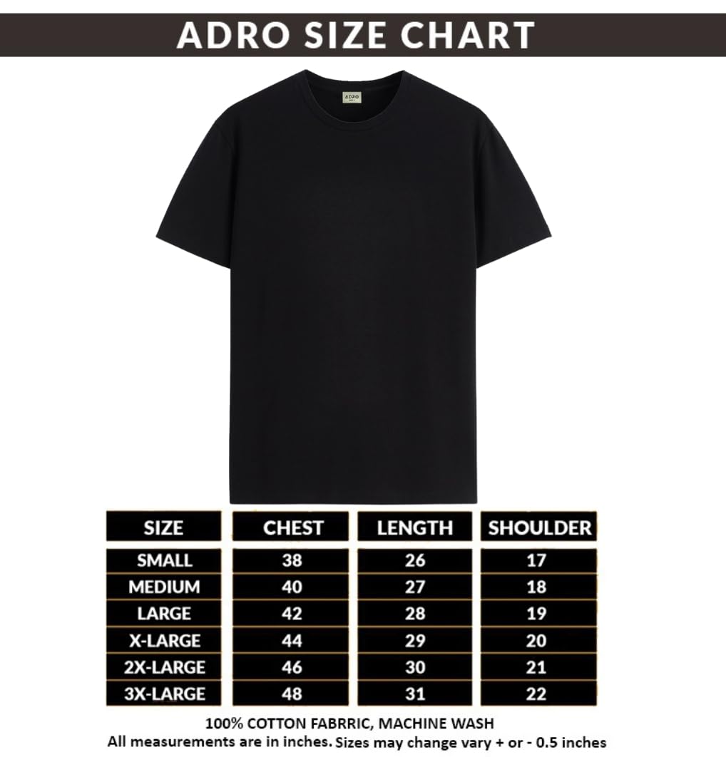 ADRO Men's Solid Regular Fit T-Shirt (RCM3-PLN-BL-BL-BL_Black