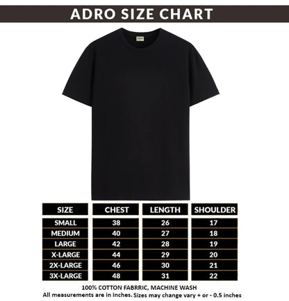 ADRO Men's Solid Regular Fit T-Shirt (RCM3-PLN-BL-BL-BL_Black