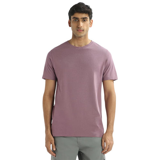 Nobero MenS Solid Regular Fit T-Shirt (1M-Twts-R0007_Grape Nectar