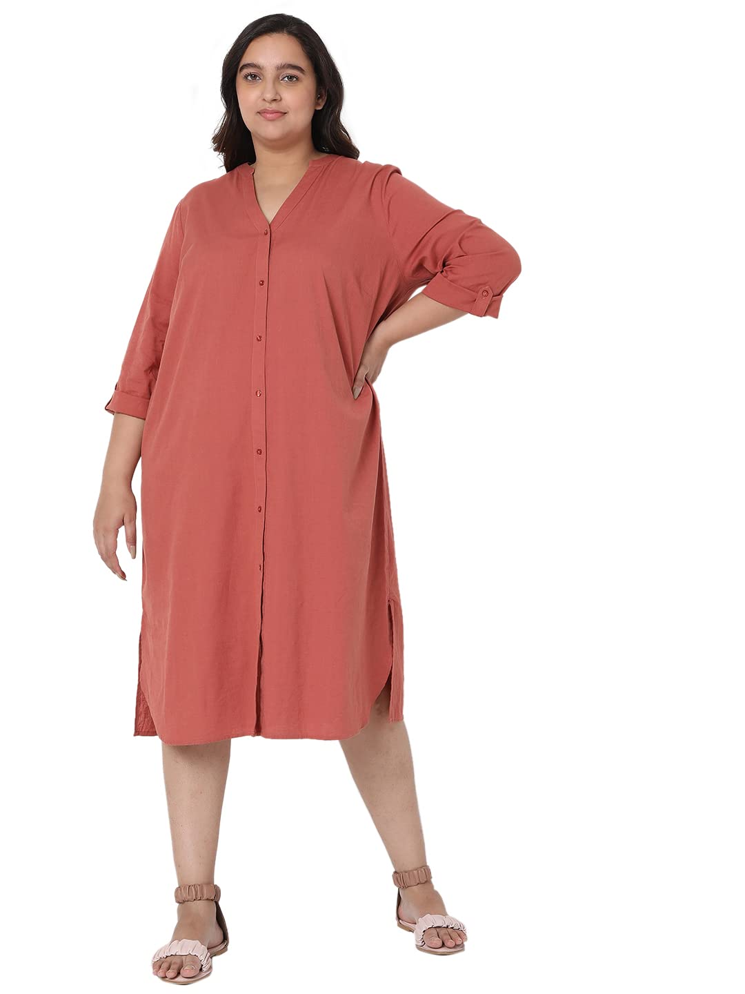 Vero Moda Curve Straight Dress (105642101_Canyon Rose_S)