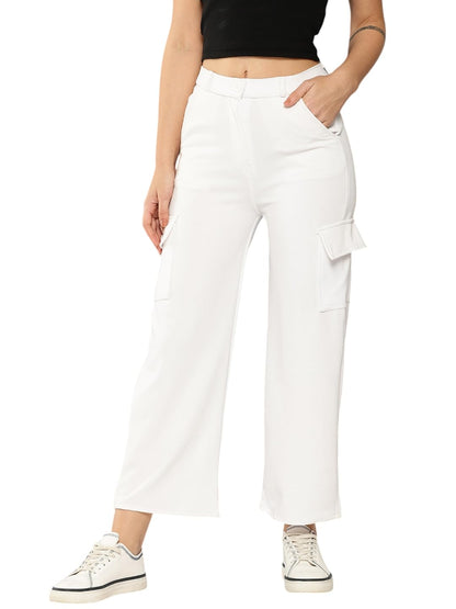 Aarika Womens Casual Wear White Colour Solid Nylon Pant (28-34)