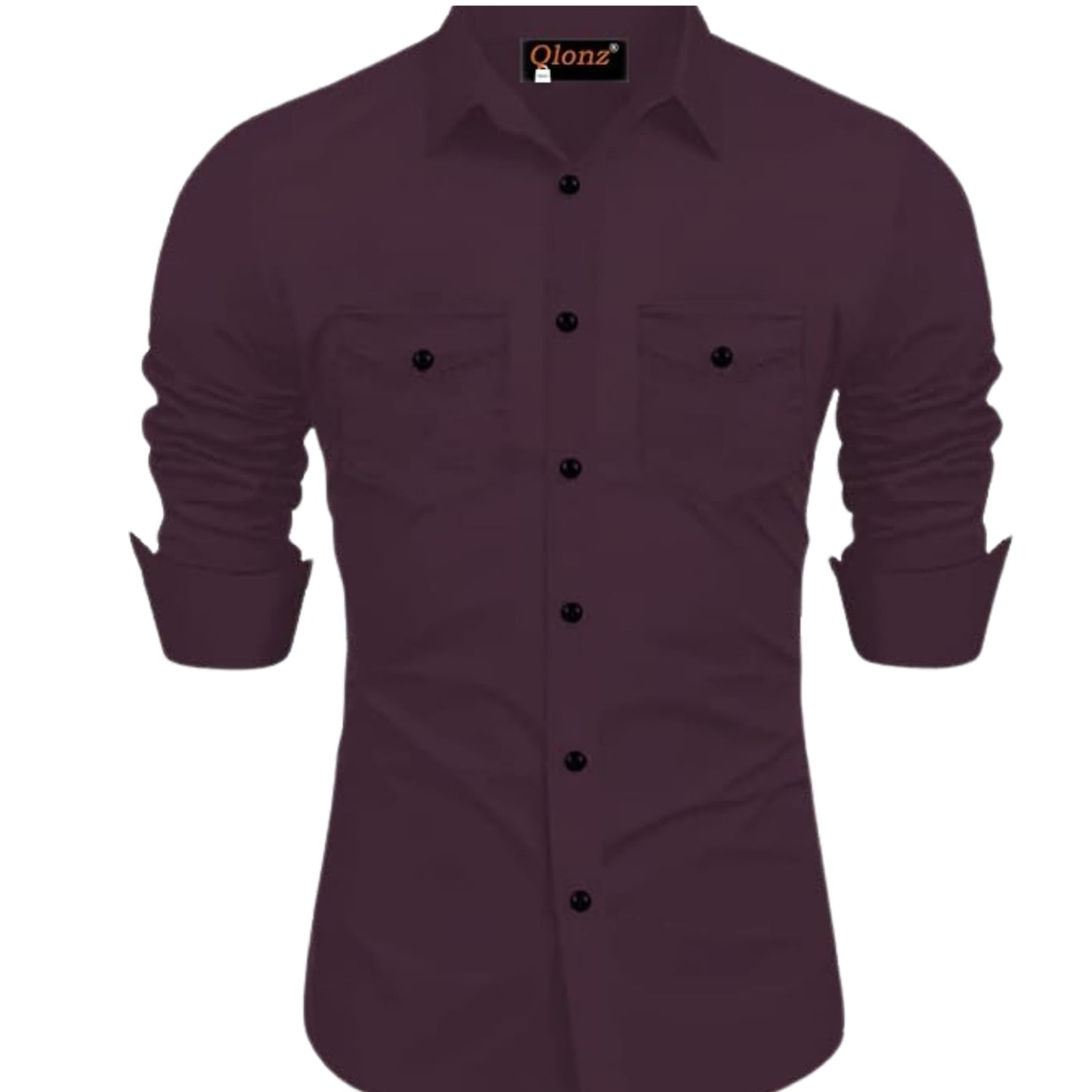 Rebelify Double Pocket With Flap Men Cargo Cotton Shirt Purple