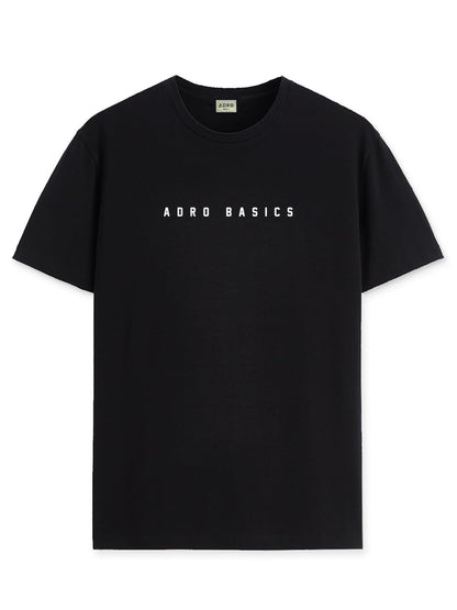 ADRO Men's Solid Regular Fit T-Shirt (RN24-AR2-BL_Black