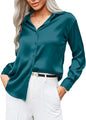 CB-COLEBROOK Womens Soft Satin Silk Button Down Shirts for Women Silky Long Sleeve Work Shirt Dress Blouses Tops (in, Alpha, S,