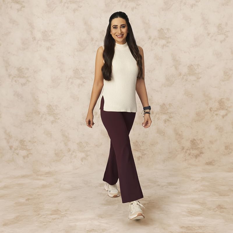 BlissClub Ultimate Flare Pants Lite for Women Above 55 ft Tall | High Waist Trousers and Formal Pants for Office wear | Comfort