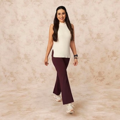 BlissClub Ultimate Flare Pants Lite for Women Above 55 ft Tall | High Waist Trousers and Formal Pants for Office wear | Comfort