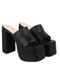 Shoetopia Stylish Solid Black Block Heels For Women