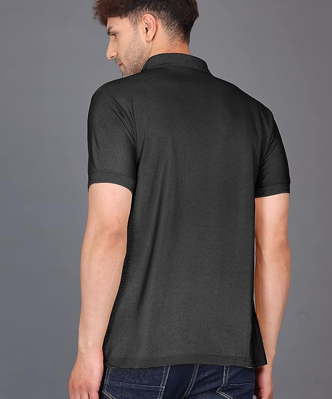 Baghadbillo MenS Regular Fit Solid Polo Half Sleeve T-Shirt Black