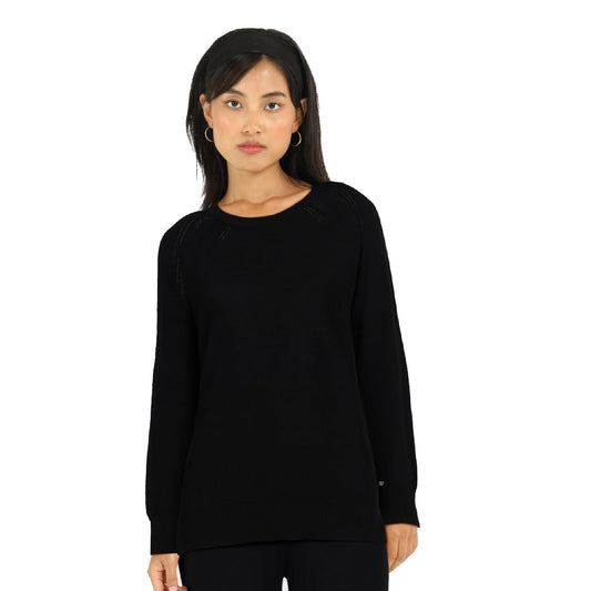 BlissClub at-Ease CottonKnit Top | 100% Cotton top| Breathable | Ventilation Panels | Full Sleeves | Pointelle top