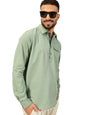 Thomas Scott Men Solid Cotton Linen Kurta Shirt (Ts1531_Green, M)