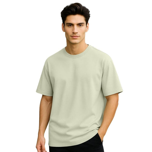 Nobero MenS Solid Oversized Fit T-Shirt (1M-Twts-R0039_Aloe Green