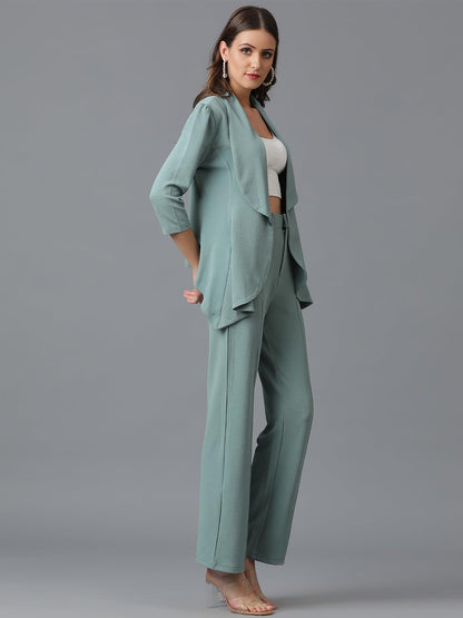 KOTTY Womens Solid Relaxed Fit 3/4 Sleeve Co-ord Blazer and Trouser Set.