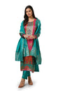 Soch Womens Teal Brocade Ethnic Motifs Suit Set With Faux Mirror And Sequins