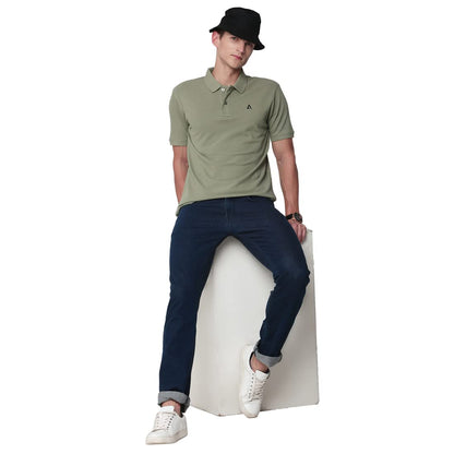 ADRO Men's Premium Cotton Polo T-Shirt (PN23-M-PLN-OL_Olive)