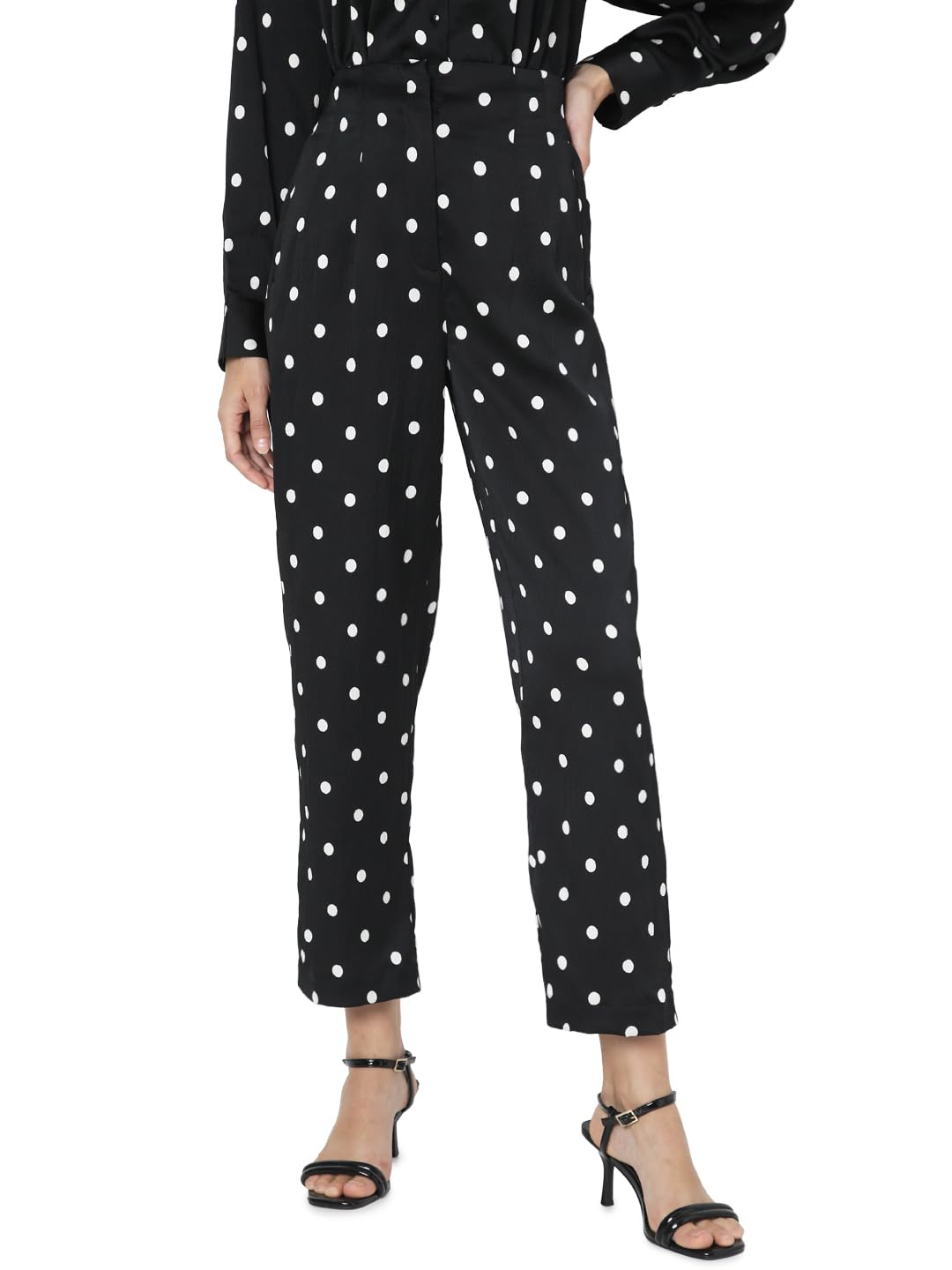 Vero Moda Black High Rise Polka Dot Pants