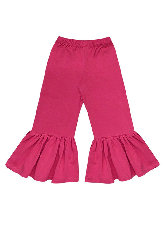 A.T.U.N. (ALL THINGS UBER NICE) Girls High Rise Regular Elasticated Waistband Casual Ruffle Pants Fuchsia