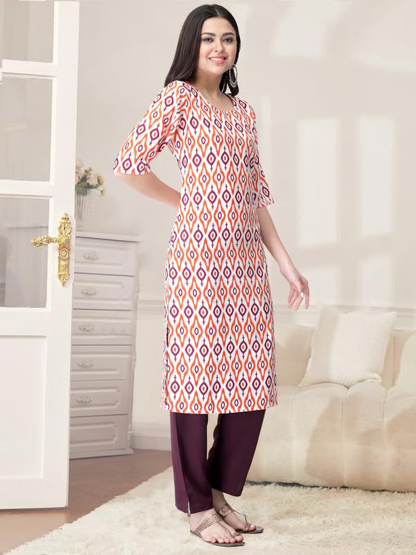 Pinkmint Kurta Set for Women Cotton Printed Straight Kurta with Pant (Pack of 1)