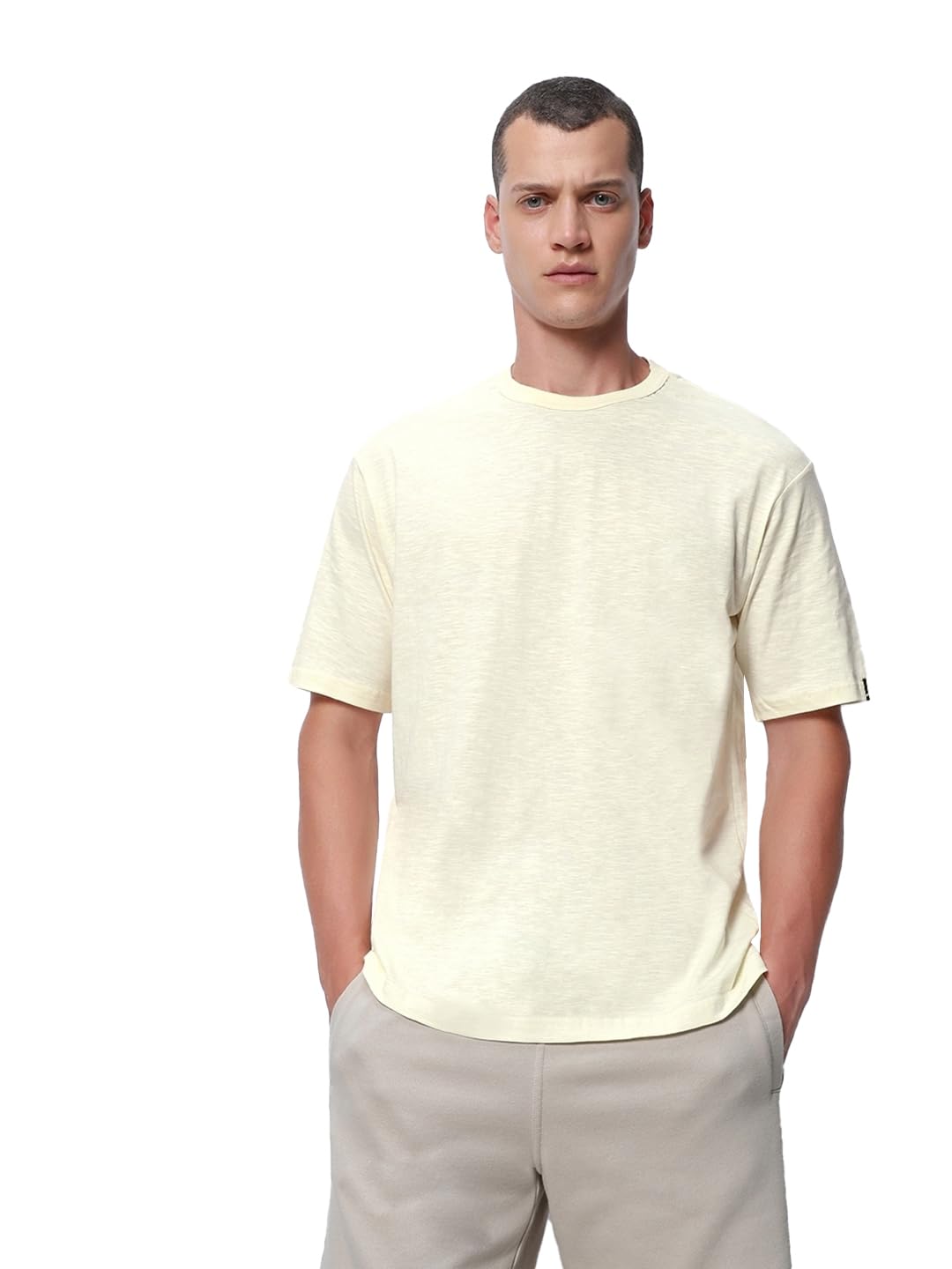 Bewakoof Air 1.0 Mens Solid Oversized Fit Half Sleeve Round Neck Cotton T-Shirt_ 580013 Pink S