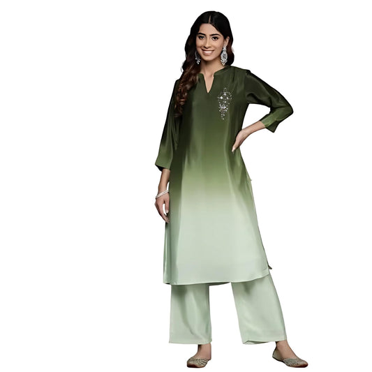 Varanga Women Teal Printed Round Neck Straight Kurta Paired With Kurta Bottom Set And Dupatta Set  Women Kurta Set With Dupatta