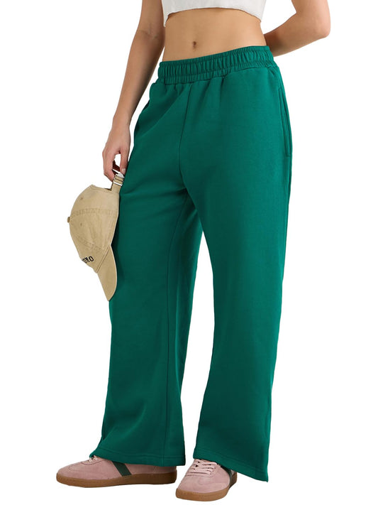 Bewakoof Heavy Duty 1.0 Womens Solid Straight Fit Cotton Poly Pant_654845_Green_2XL