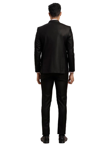 Turtle Men Polyviscose Tailored Fit Black Formal Suits (2 Piece)